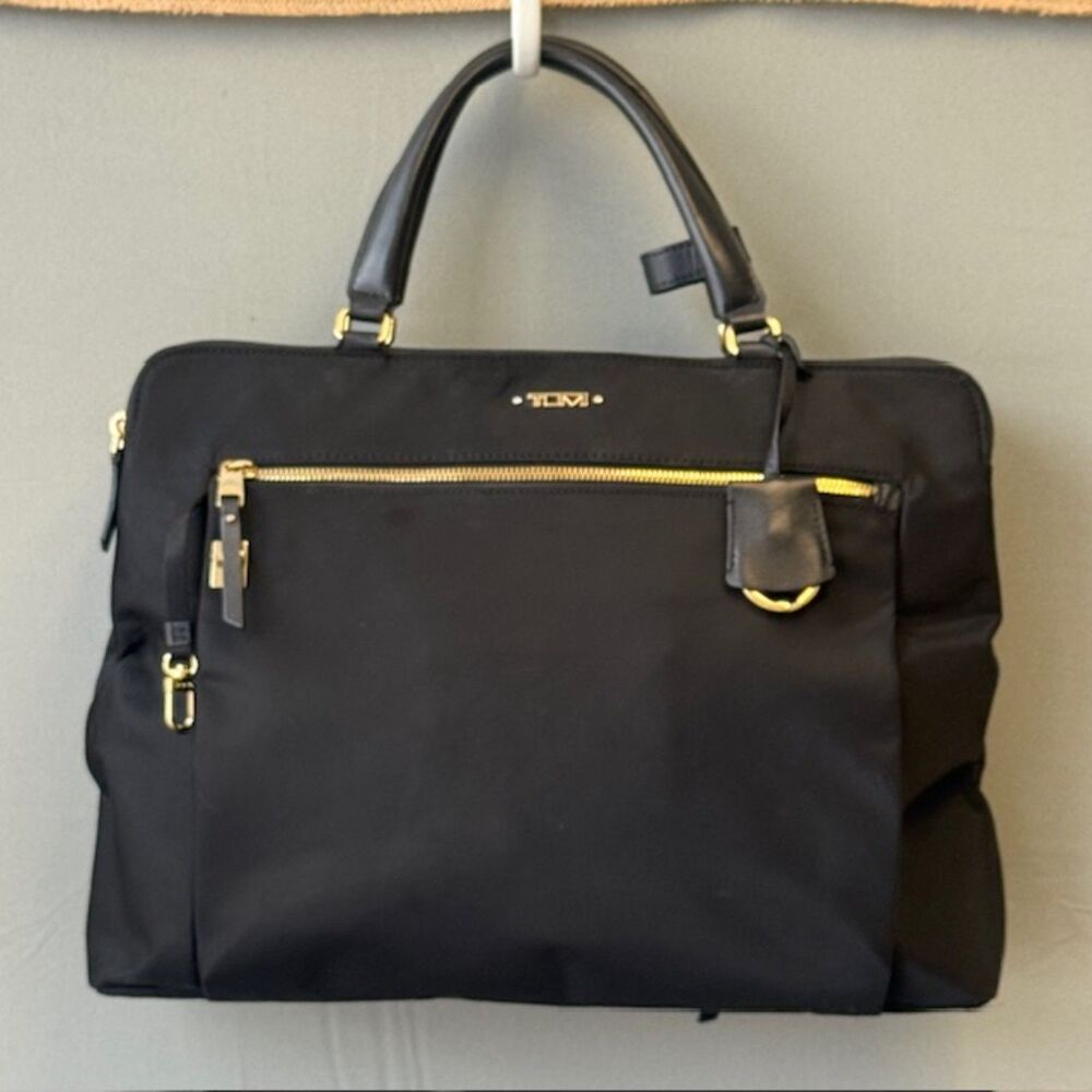 Tumi Black Laptop Bag with Gold Hardware